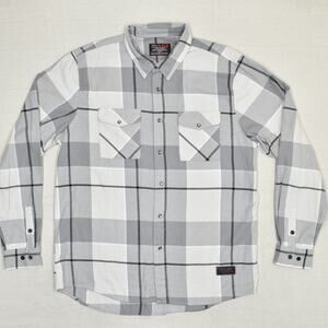 Troll Co Men's Pearl Snap Shirt Plaid Long Sleeve Cotton Gray Size 2XL Flannel